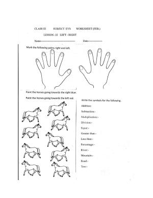 Worksheet for Class 3 EVS Assignment 36 Left Right