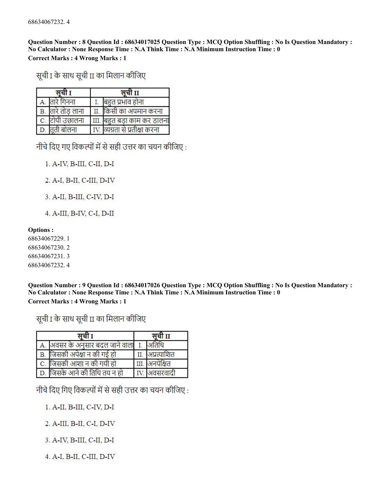 CUET PG 2023: SCQP14 – Geology , Earth Sciences(HINDI) - Shift 1 (13-06-2023) Question Paper  - Page 10