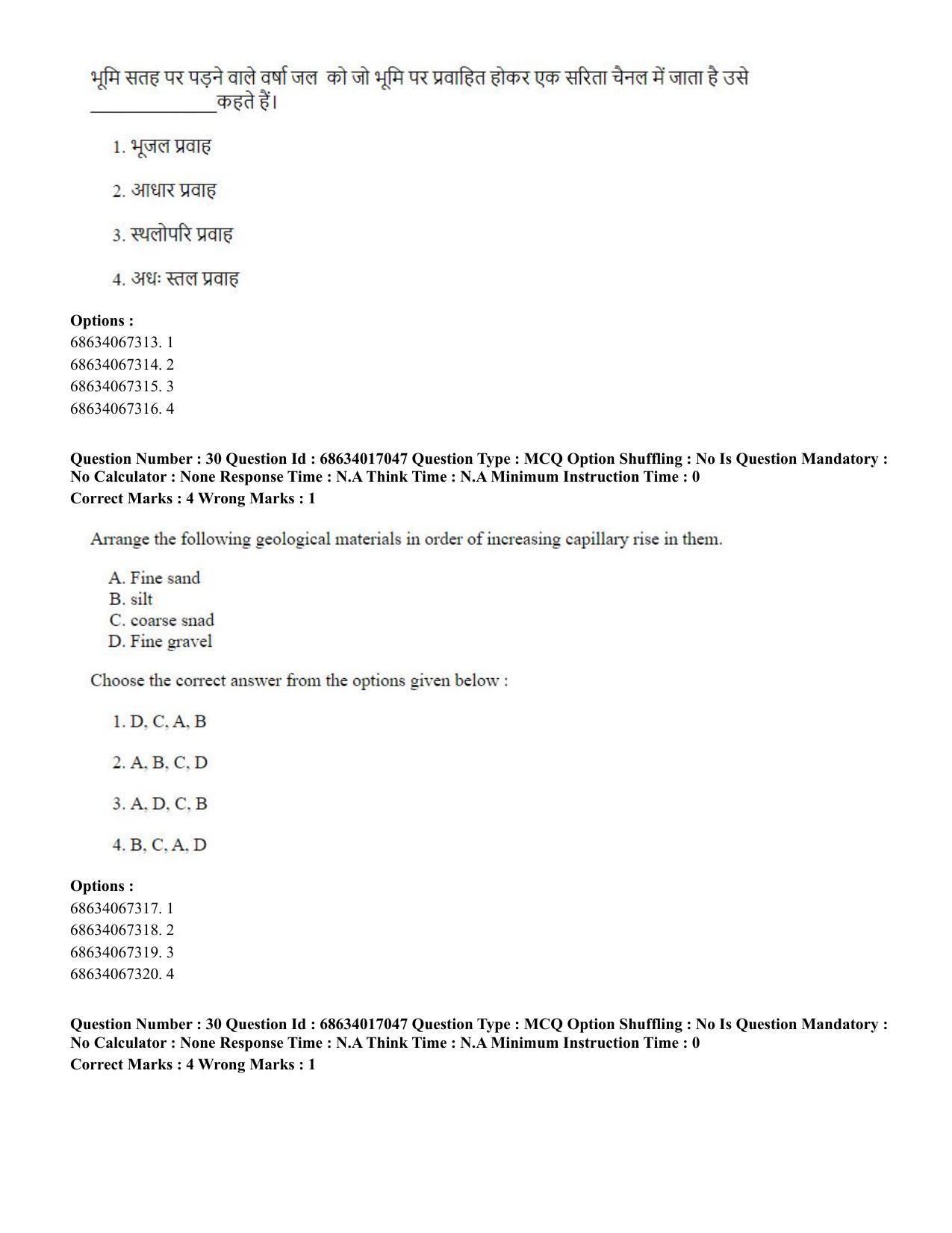 CUET PG 2023: SCQP14 – Geology , Earth Sciences(HINDI) - Shift 1 (13-06-2023) Question Paper  - Page 31