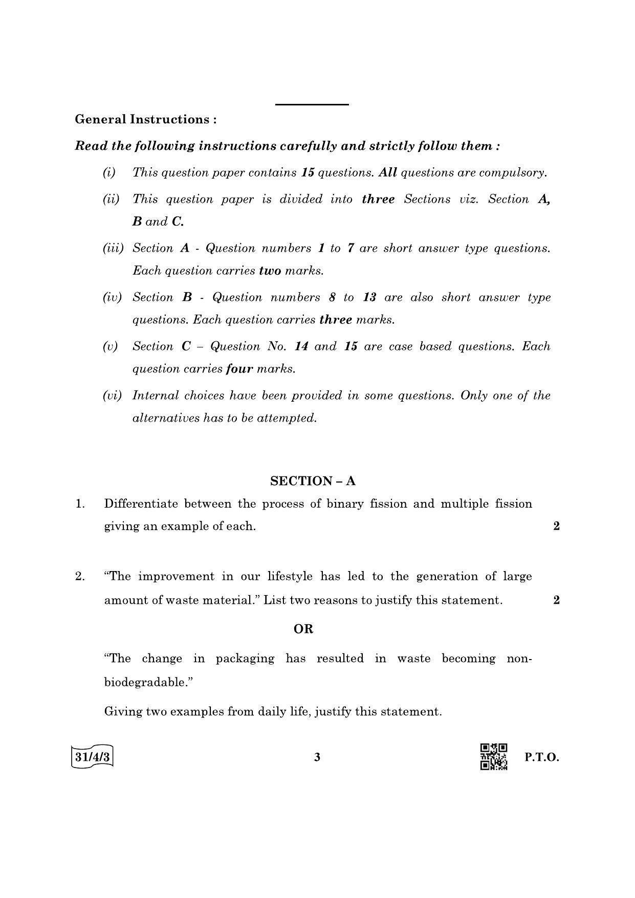 CBSE Class 10 31-4-3 Science 2022 Question Paper - Page 3