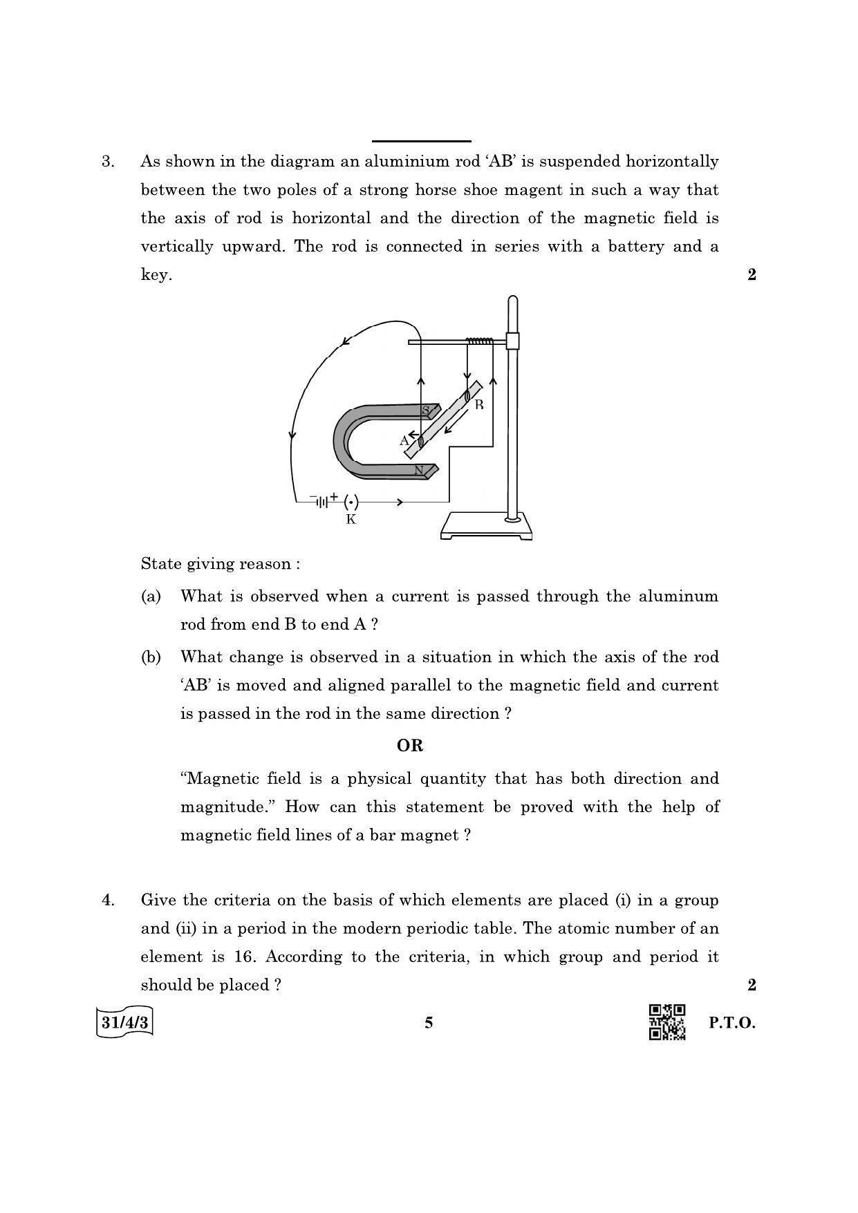 CBSE Class 10 31-4-3 Science 2022 Question Paper - Page 5