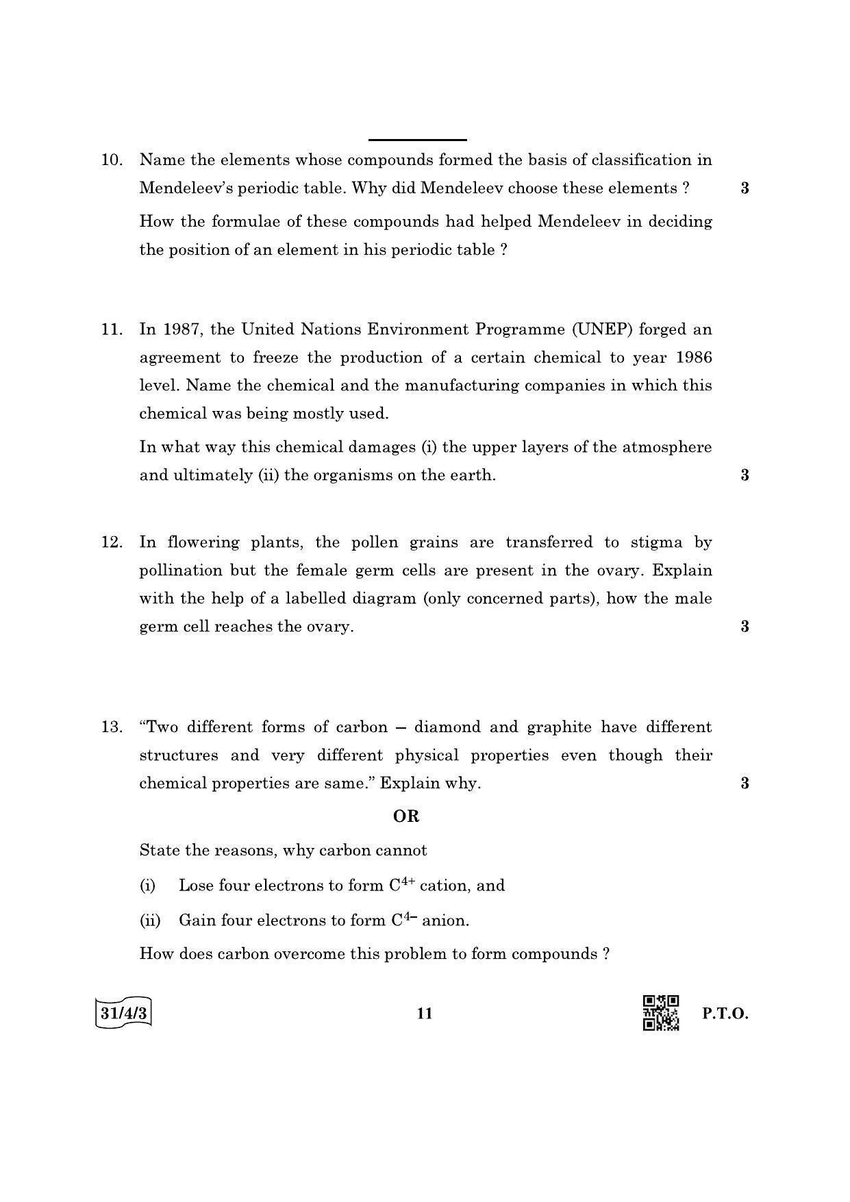 CBSE Class 10 31-4-3 Science 2022 Question Paper - Page 11