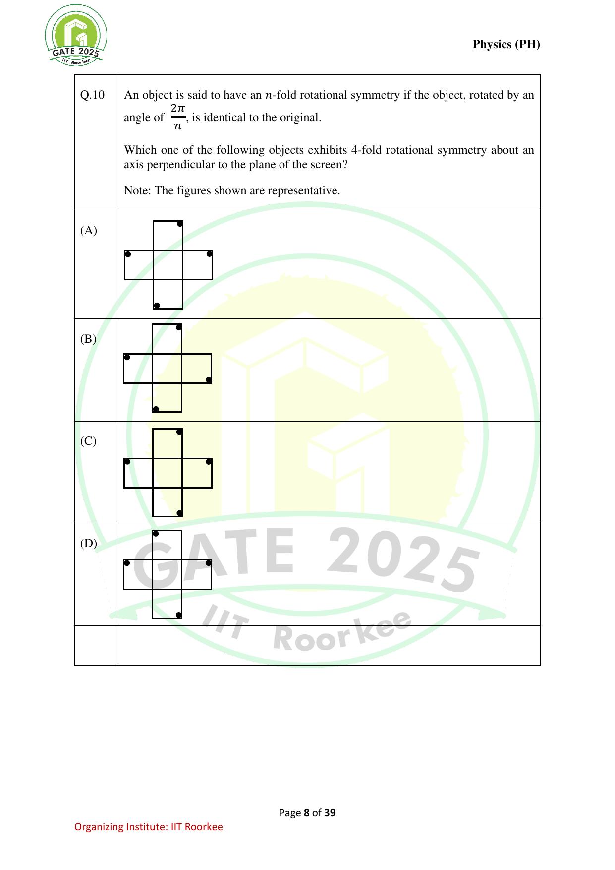 GATE 2025 Physics (PH) Question Paper - Page 8