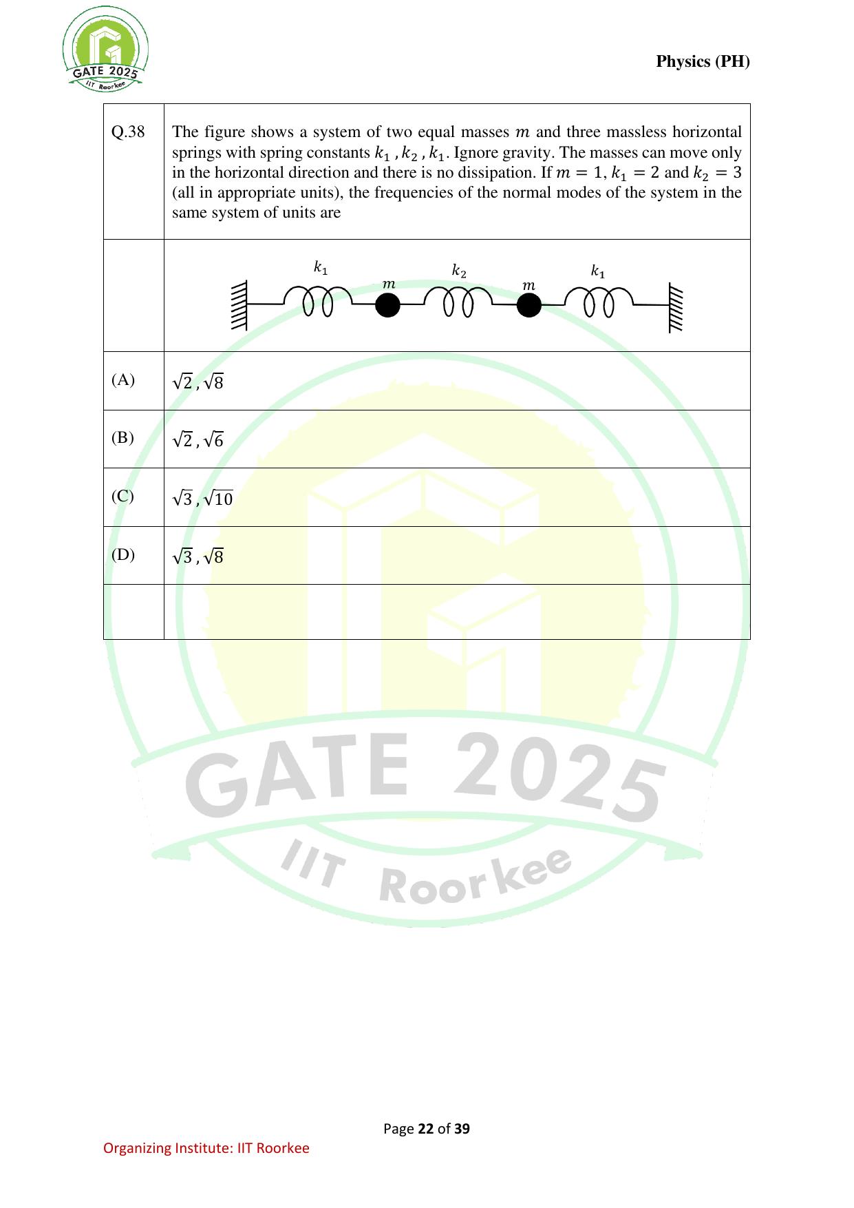 GATE 2025 Physics (PH) Question Paper - Page 22