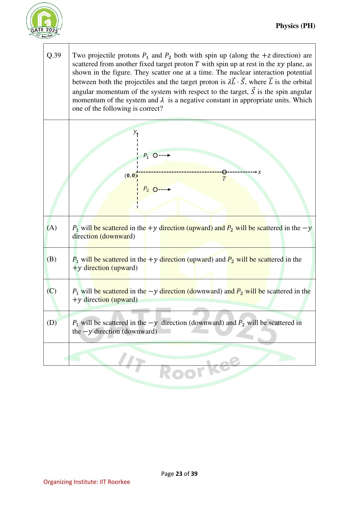 GATE 2025 Physics (PH) Question Paper - Page 23