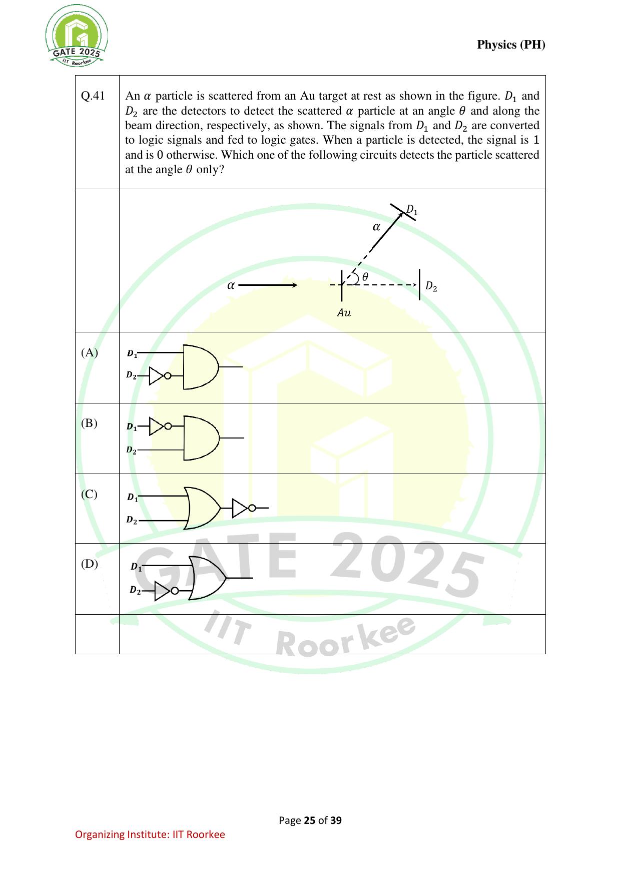 GATE 2025 Physics (PH) Question Paper - Page 25