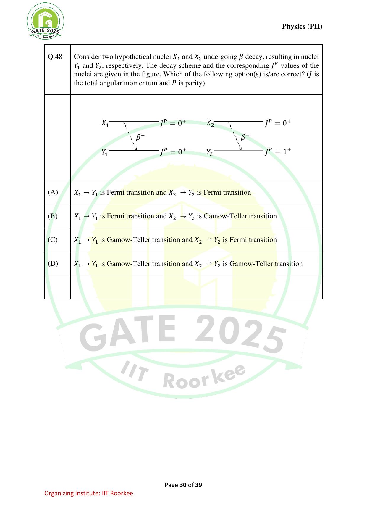 GATE 2025 Physics (PH) Question Paper - Page 30