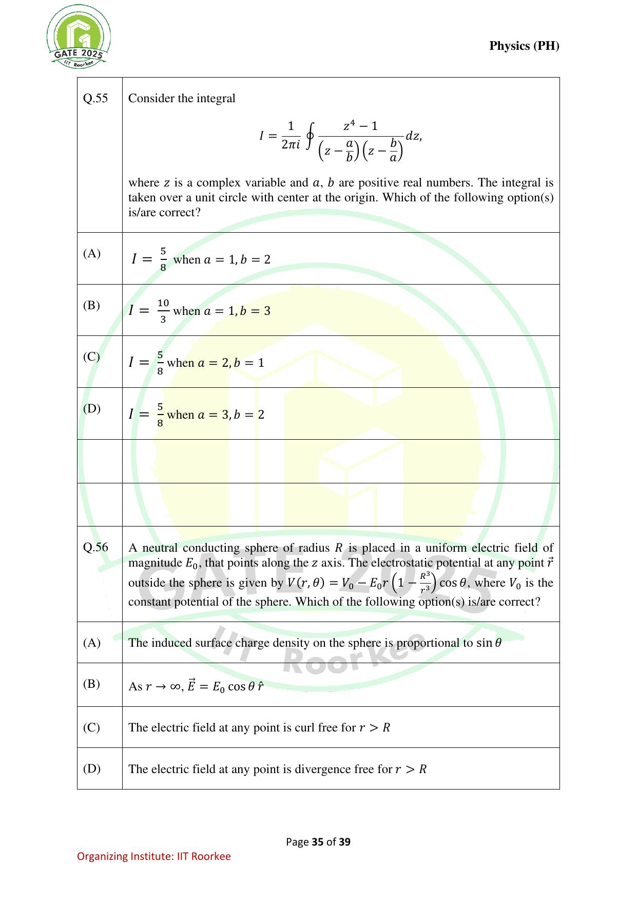 GATE 2025 Physics (PH) Question Paper - Page 35