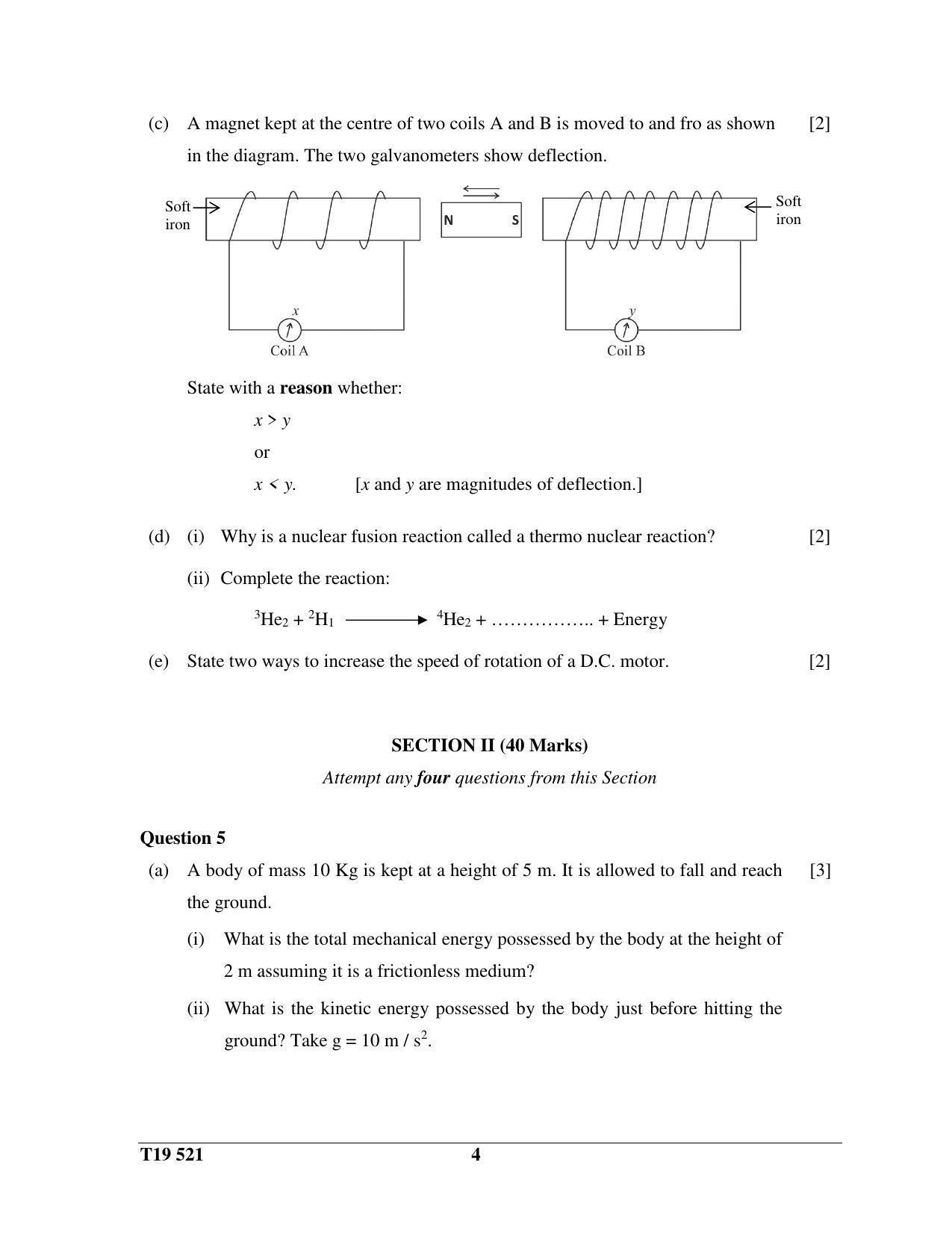 ISC Class 12 2019 Science Paper I Question Paper - Page 4
