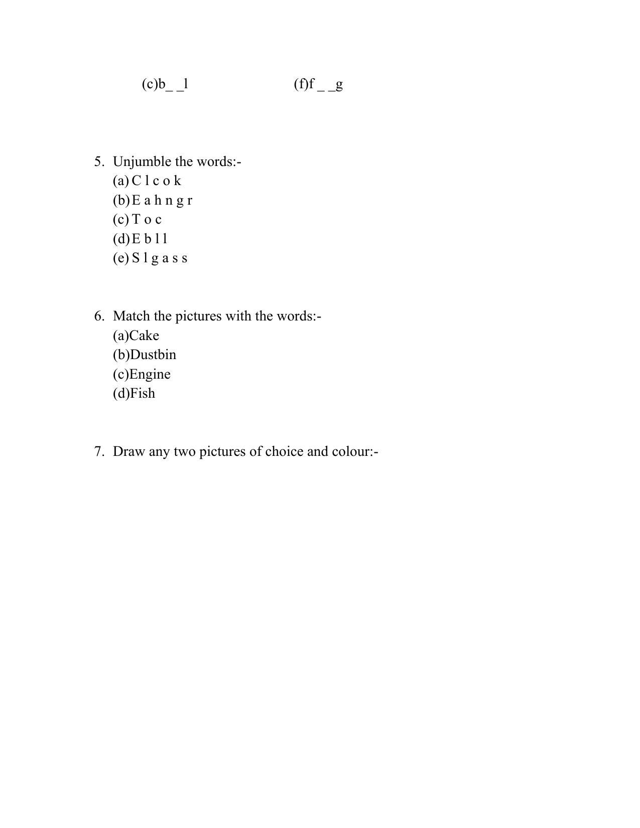 Worksheet for Class 1 English Assignment 42 - Page 2
