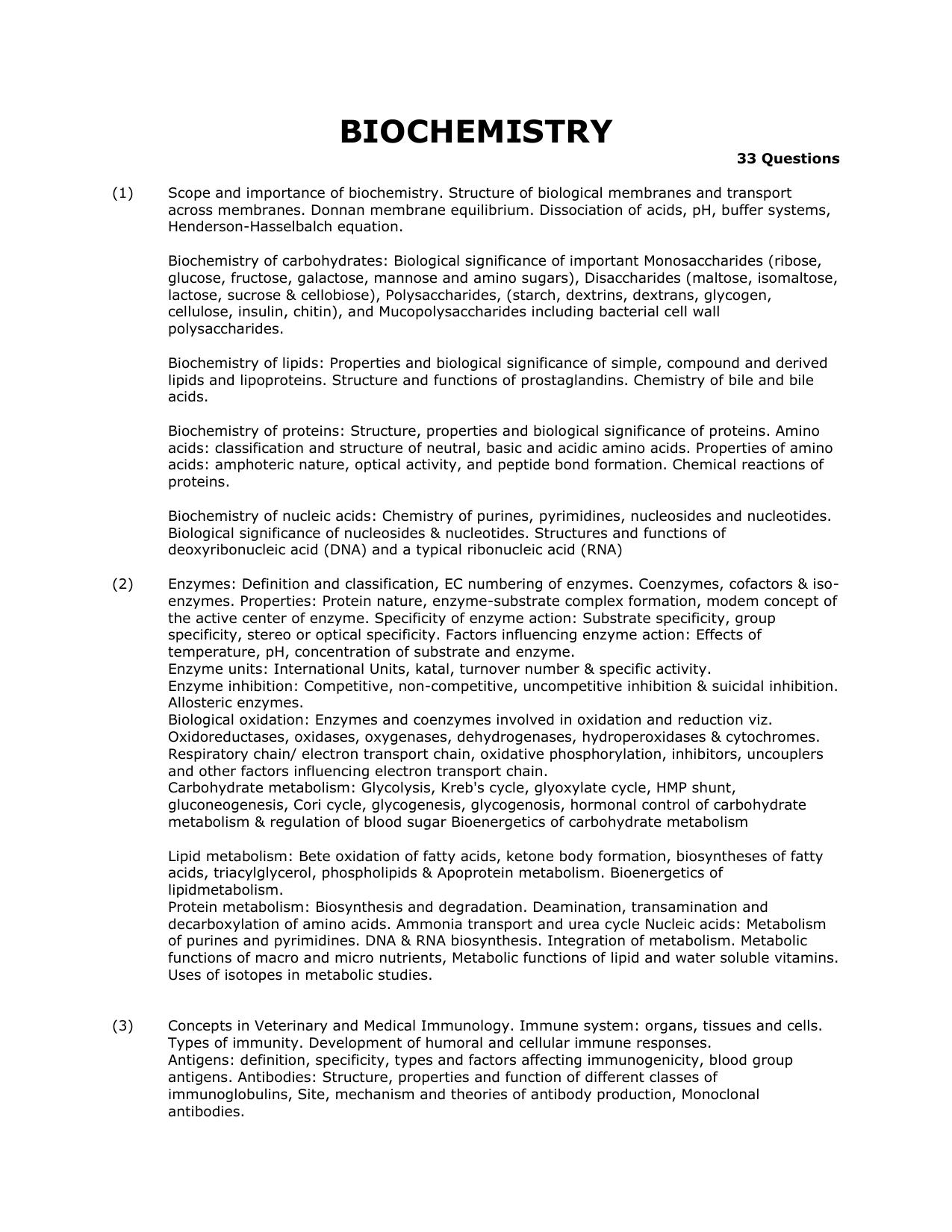 RUHS M.Sc Med Entrance Exam - Group D BVSc & AH Syllabus - Page 3