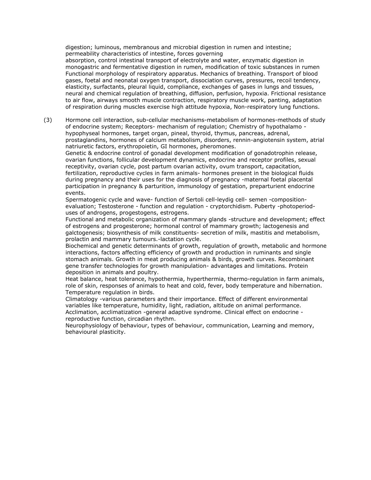 RUHS M.Sc Med Entrance Exam - Group D BVSc & AH Syllabus - Page 6
