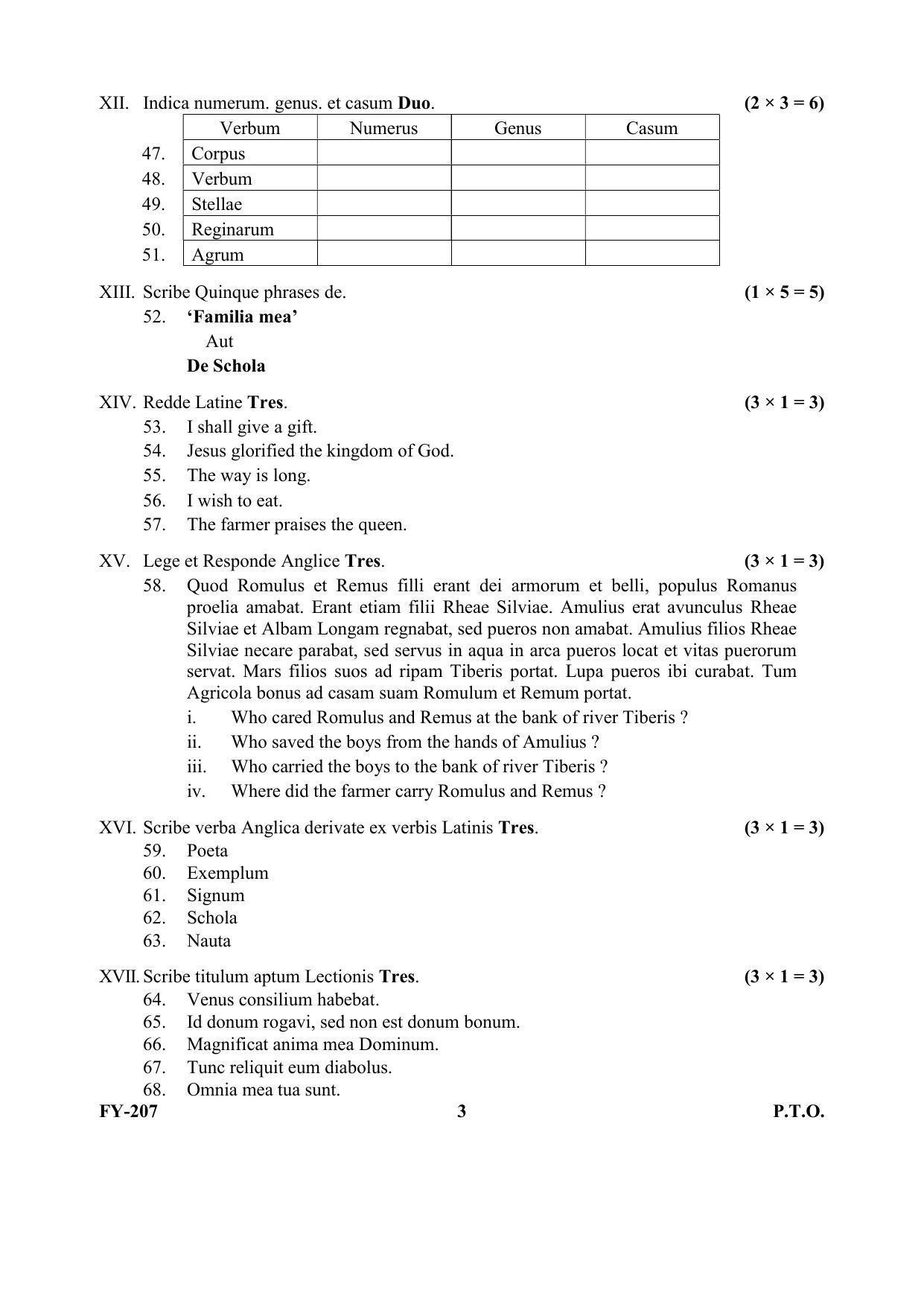 Kerala Plus One (Class 11th) Part-II Latin Question Paper 2021 - Page 3
