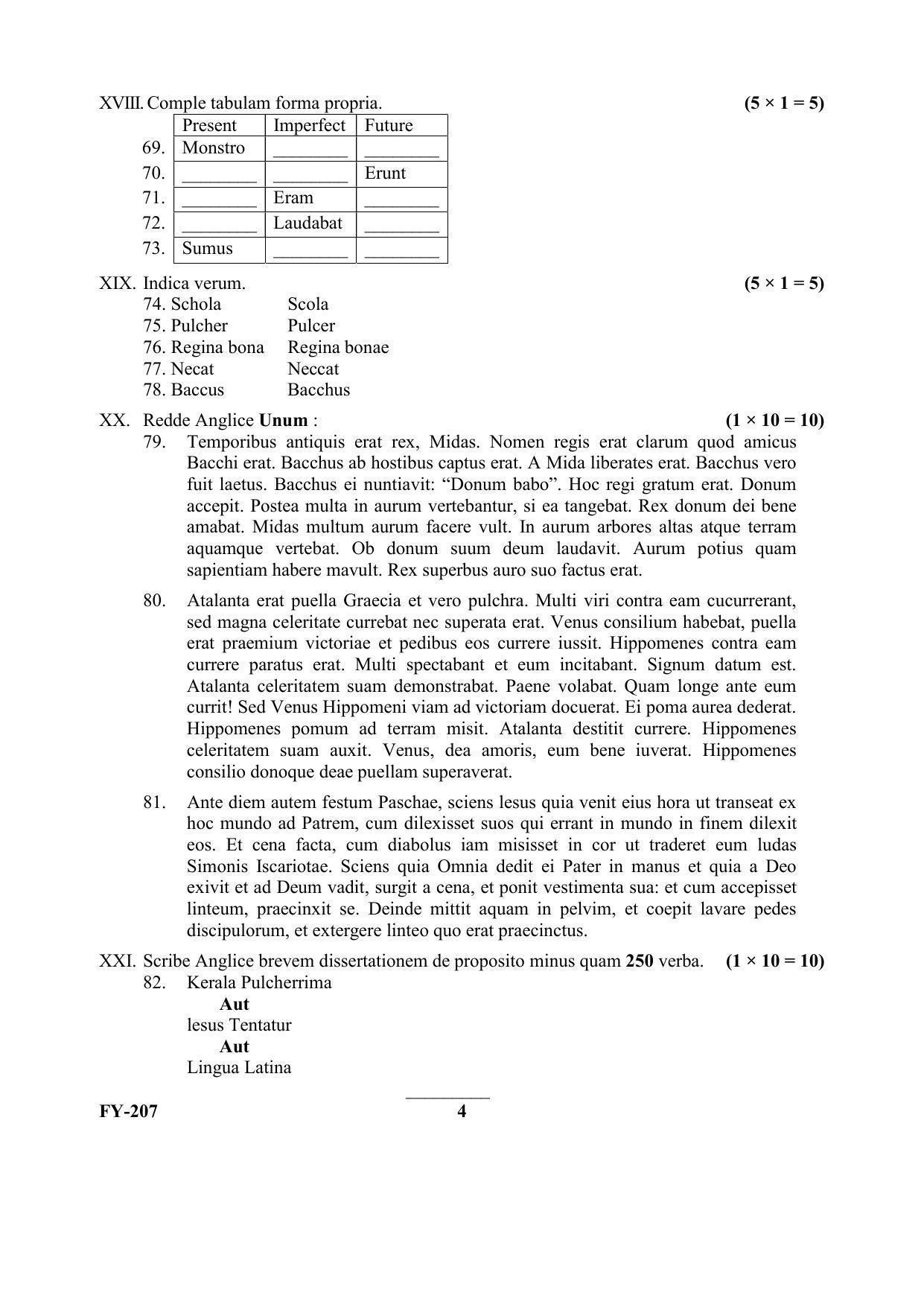 Kerala Plus One (Class 11th) Part-II Latin Question Paper 2021 - Page 4
