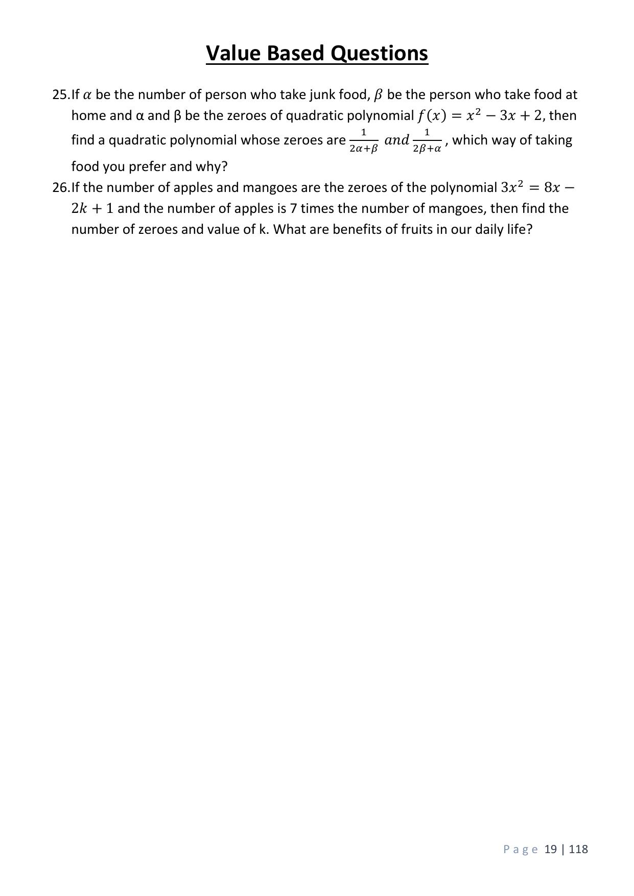 CBSE Worksheets for Class 10 Maths Polynomials Assignment 8 - Page 7