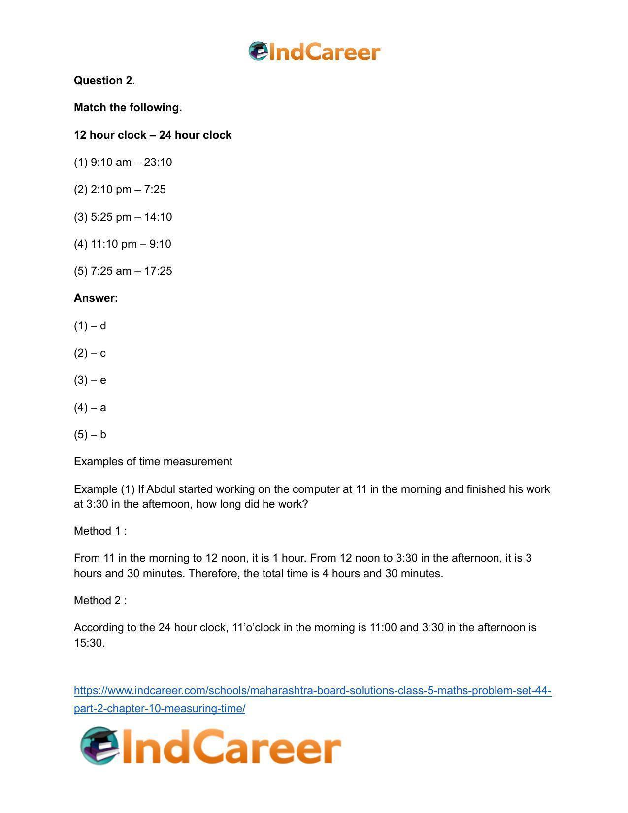 Maharashtra Board Solutions Class 5-Maths (Problem Set 44) - Part 2: Chapter 10- Measuring Time - Page 3