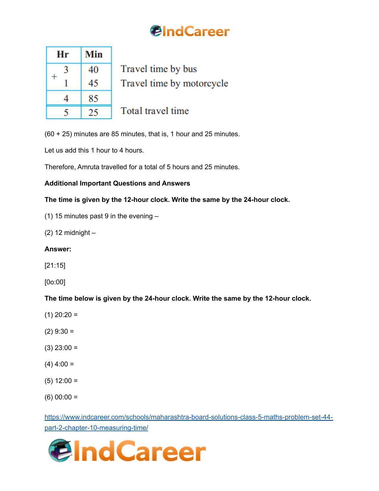 Maharashtra Board Solutions Class 5-Maths (Problem Set 44) - Part 2: Chapter 10- Measuring Time - Page 5
