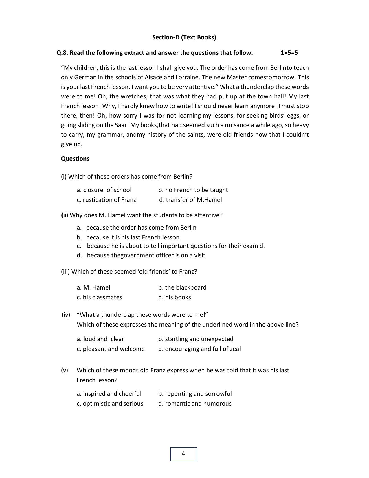 MP Board Class 12 English 2024 Sample Paper - Page 4