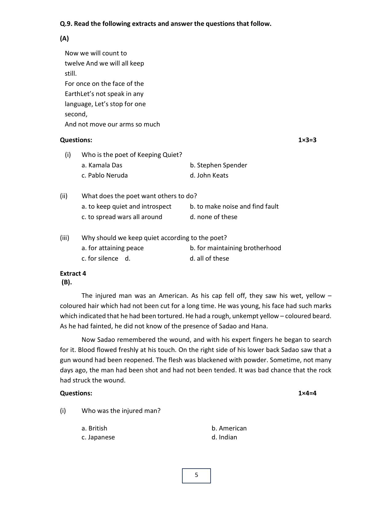 MP Board Class 12 English 2024 Sample Paper - Page 5