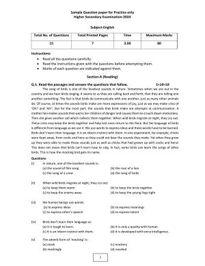 MP Board Class 12 English 2024 Sample Paper