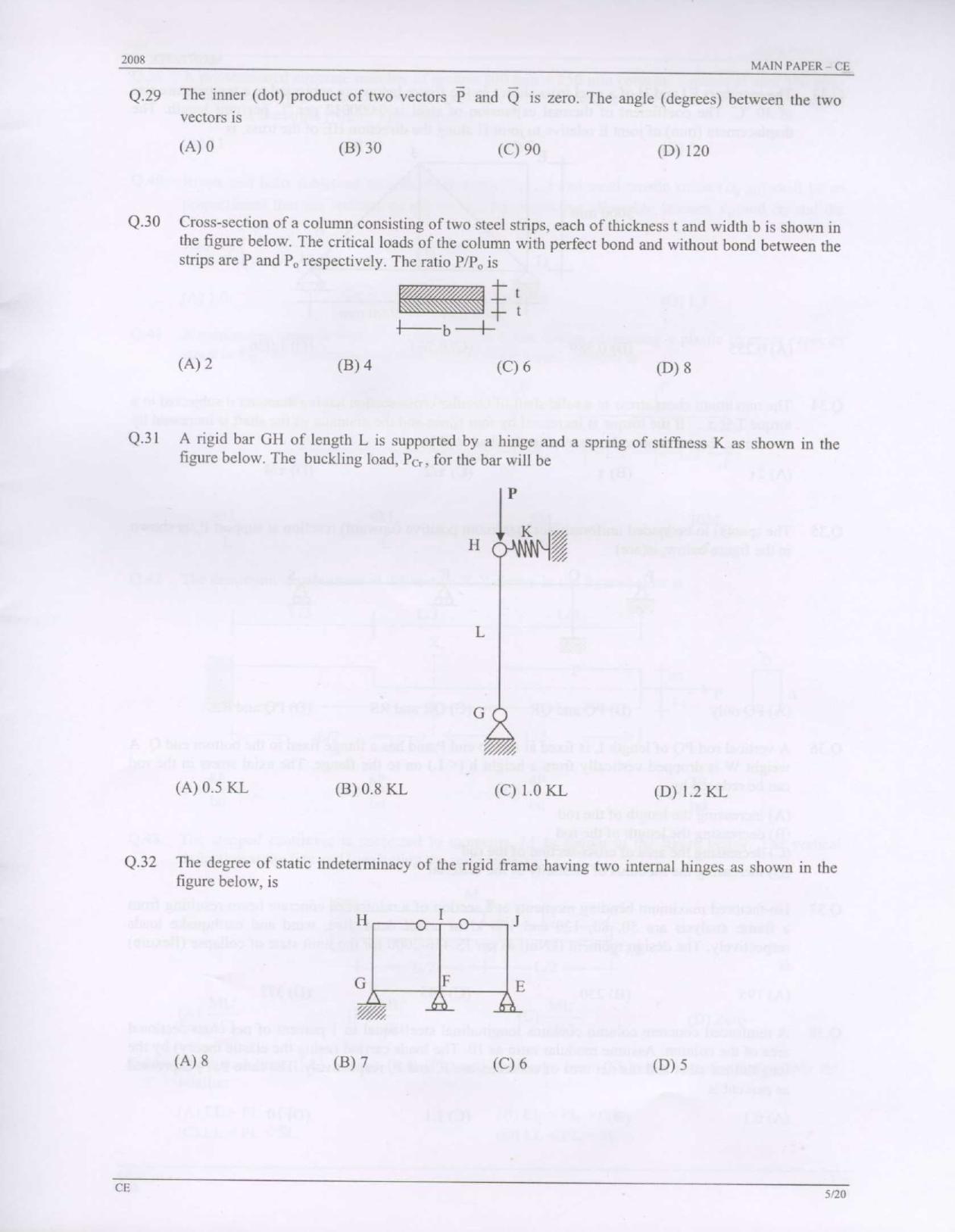 GATE 2008 Civil Engineering (CE) Question Paper with Answer Key - Page 5