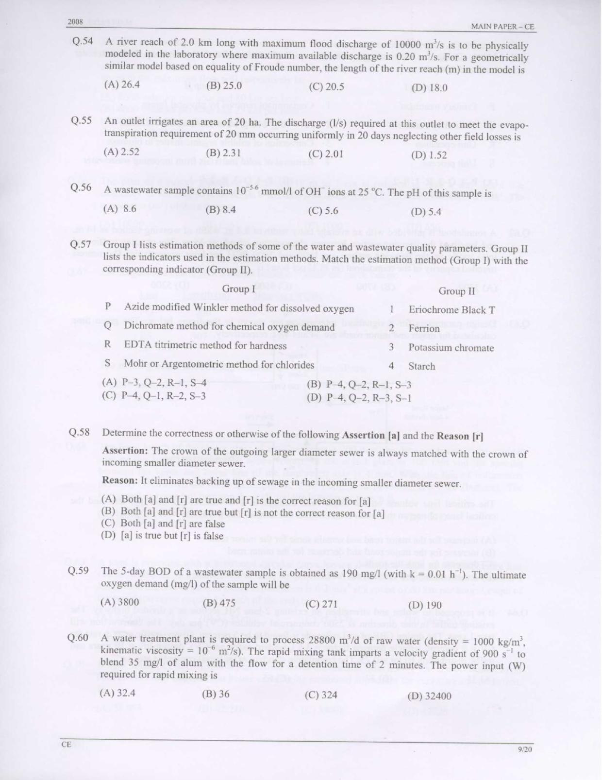 GATE 2008 Civil Engineering (CE) Question Paper with Answer Key - Page 9