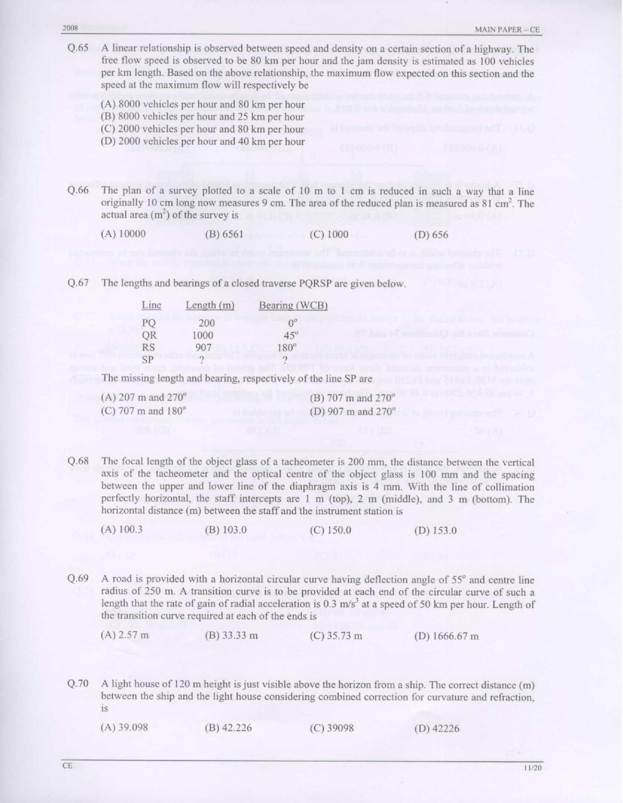 GATE 2008 Civil Engineering (CE) Question Paper with Answer Key - Page 11