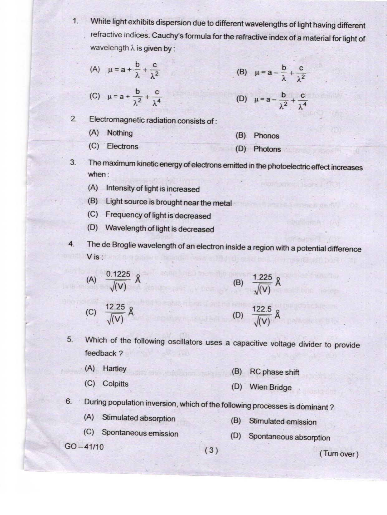 Odisha CPET 2024 ELECTRONICS SCIENCE Question Paper - Page 3
