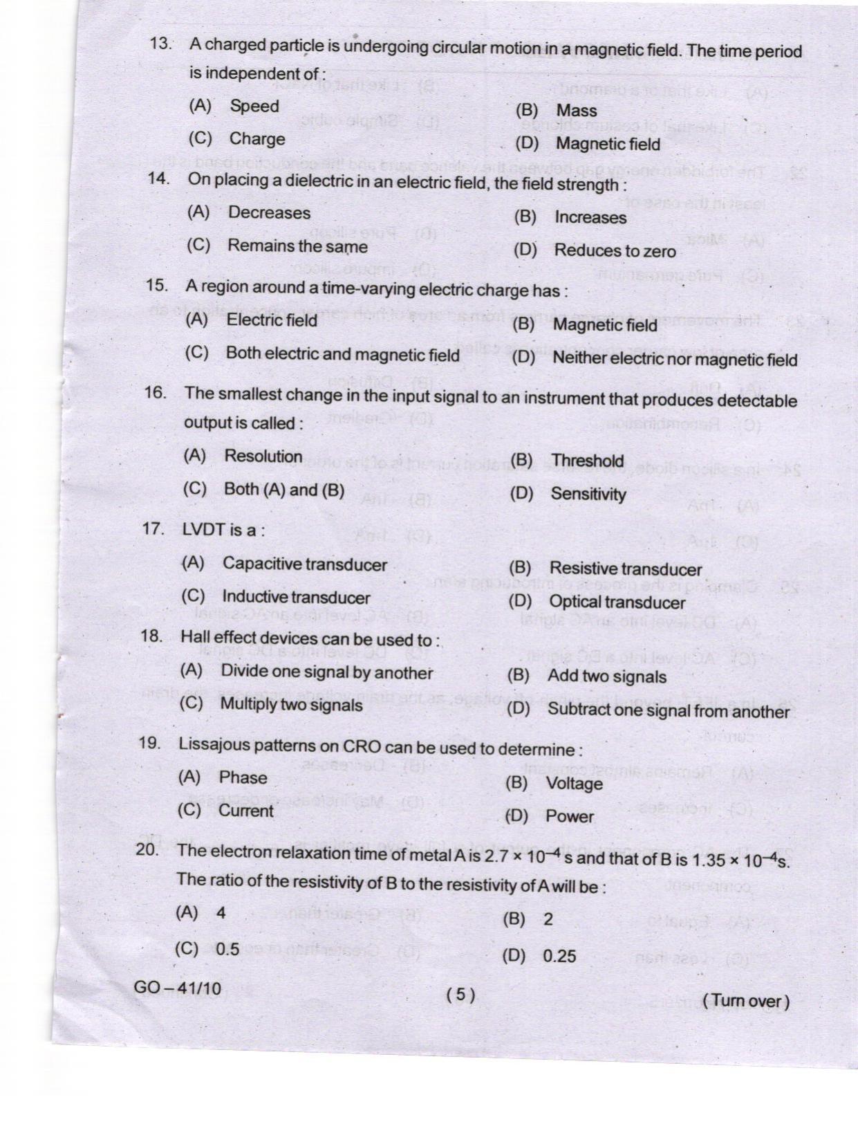 Odisha CPET 2024 ELECTRONICS SCIENCE Question Paper - Page 5