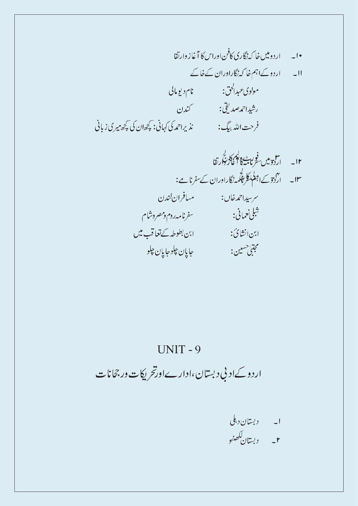 NTA PhD Entrance Exam Urdu Syllabus - Page 10