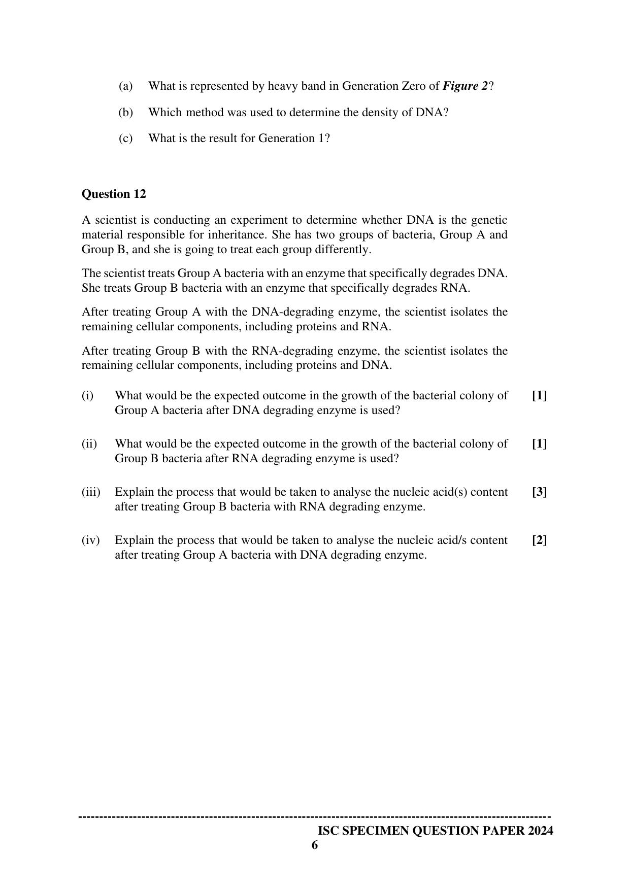 ISC Class 12 2024 Biotechnology Paper 1 Sample Paper - Page 6