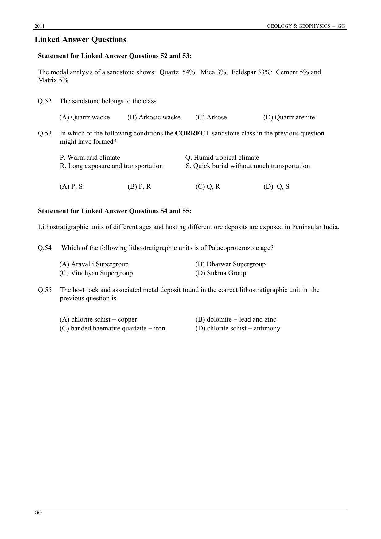 GATE 2011 Geology and Geophysics (GG) Question Paper with Answer Key - Page 10