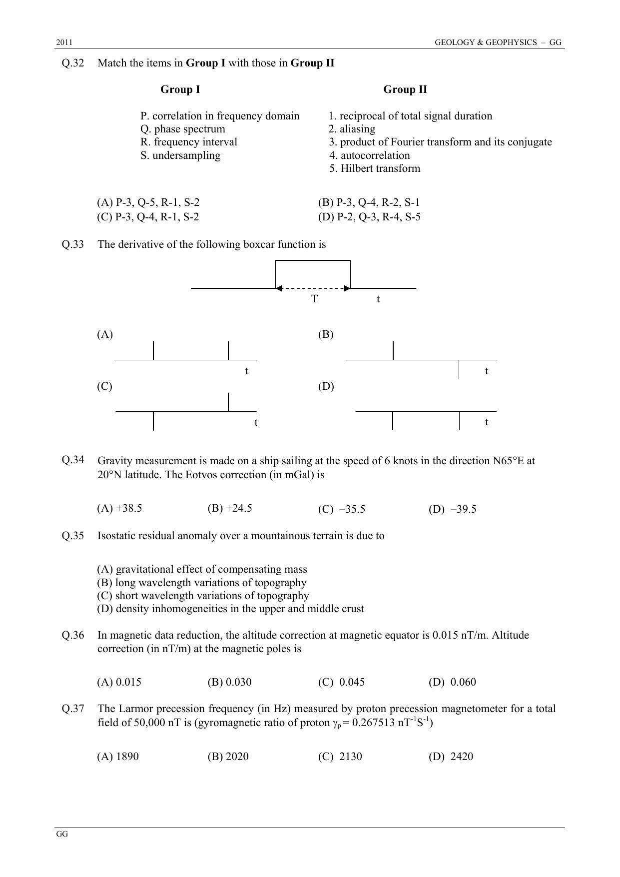 GATE 2011 Geology and Geophysics (GG) Question Paper with Answer Key - Page 12