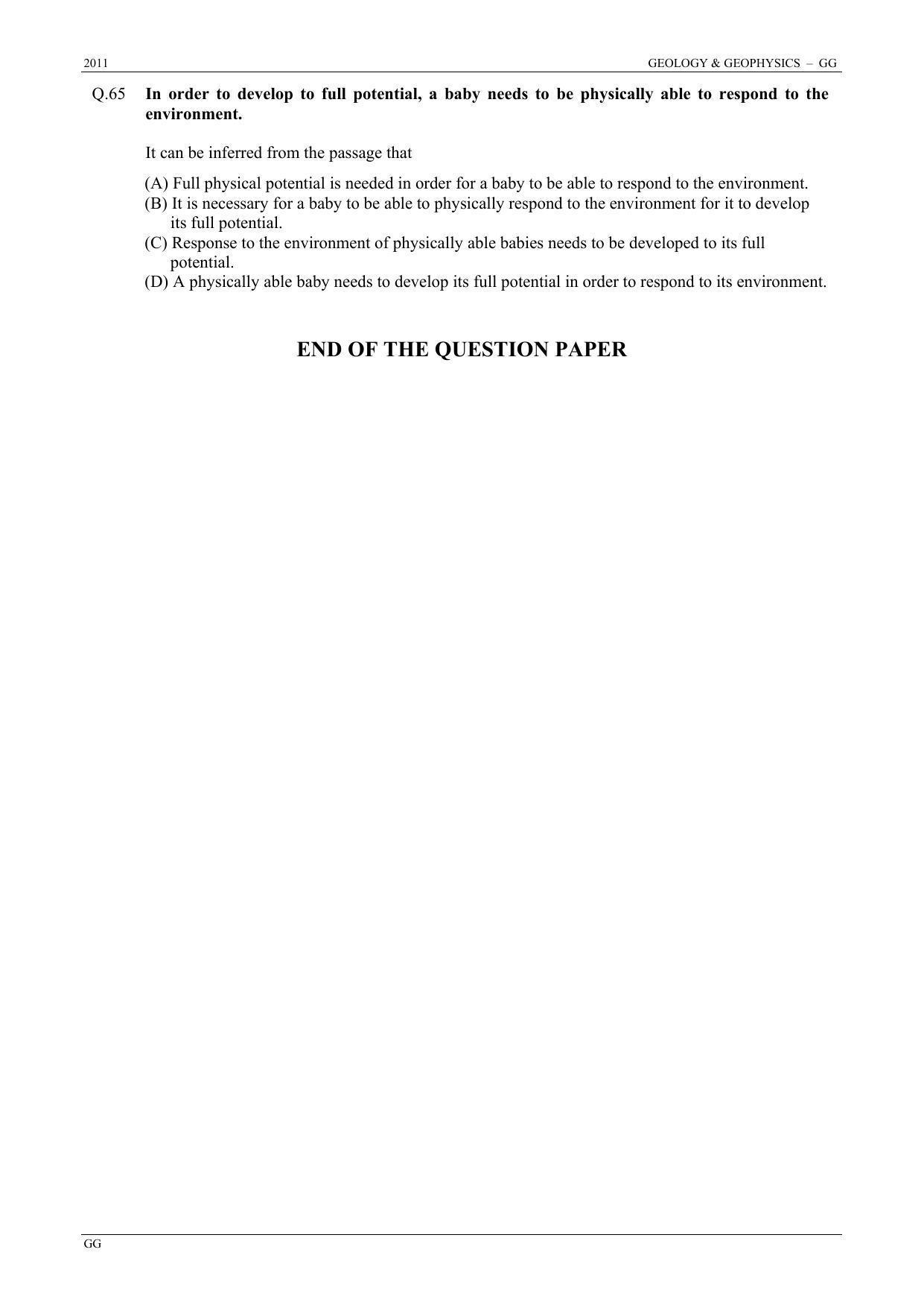 GATE 2011 Geology and Geophysics (GG) Question Paper with Answer Key - Page 19