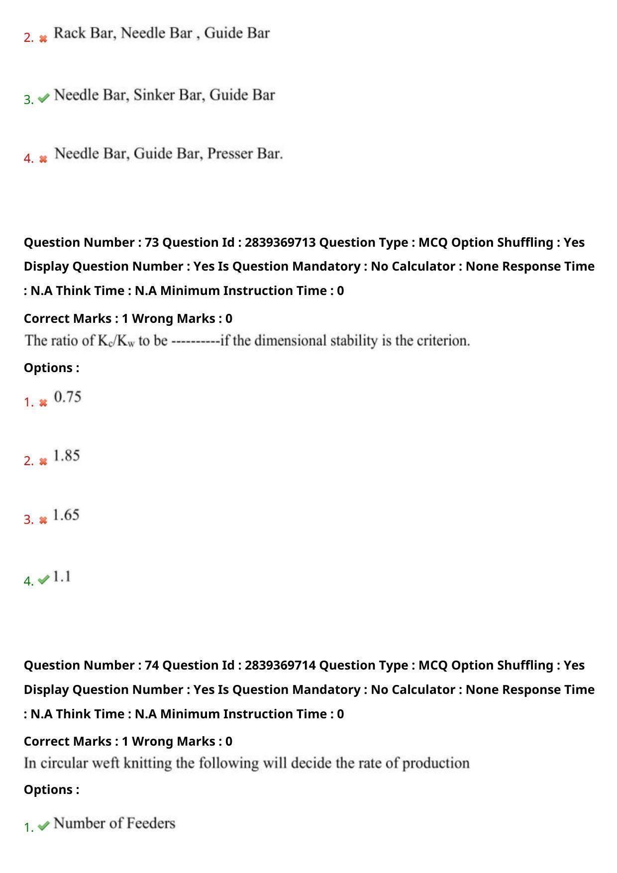 TS PGECET 2023: TX-TEXTILE TECHNOLOGY Question Papers - Page 45