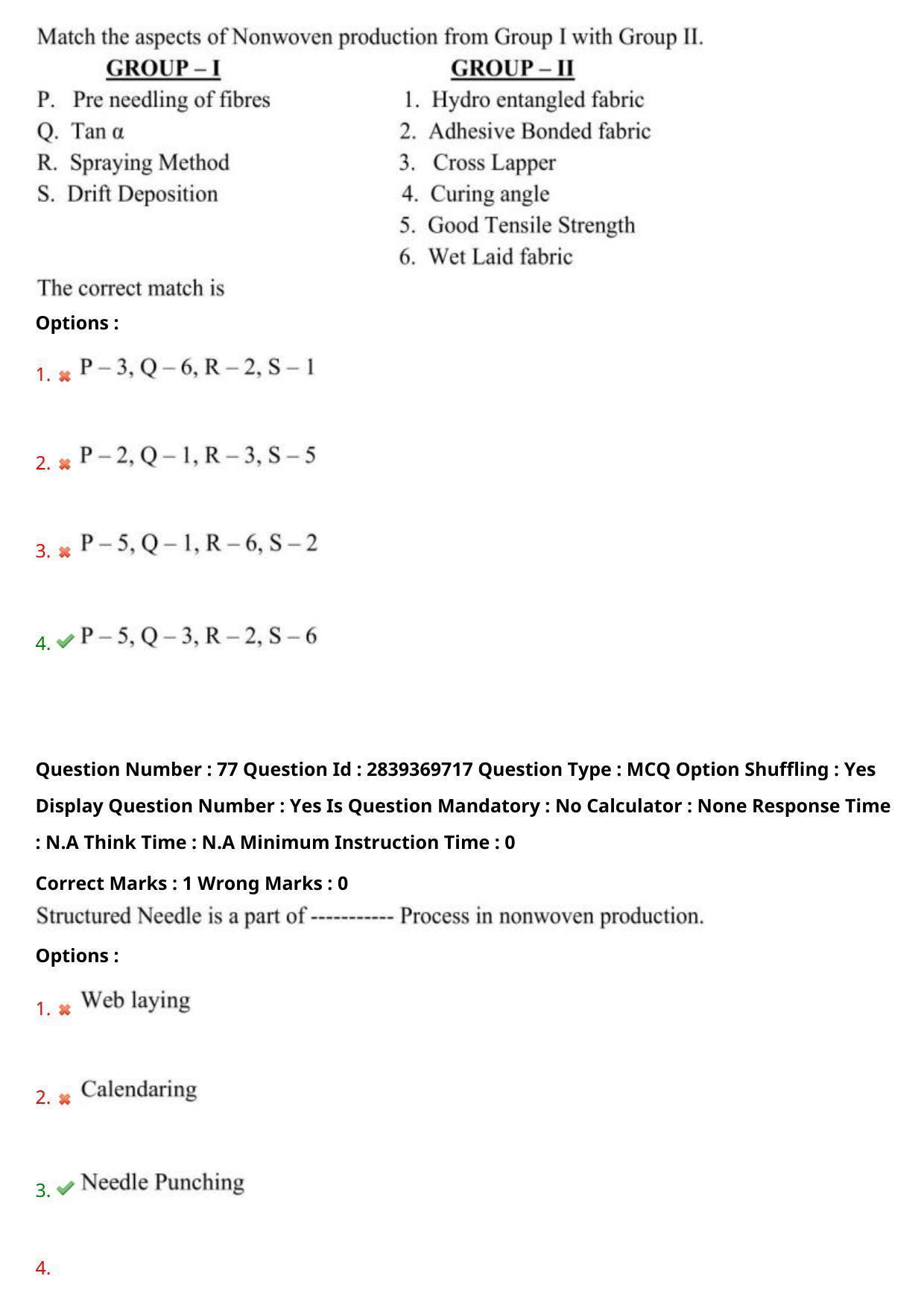 TS PGECET 2023: TX-TEXTILE TECHNOLOGY Question Papers - Page 47