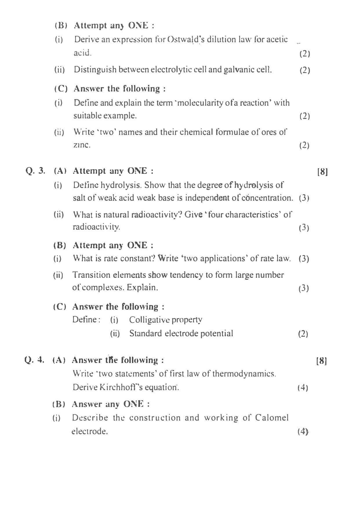 Maharashtra Board HSC Chemistry 2012 Question Paper - Page 3