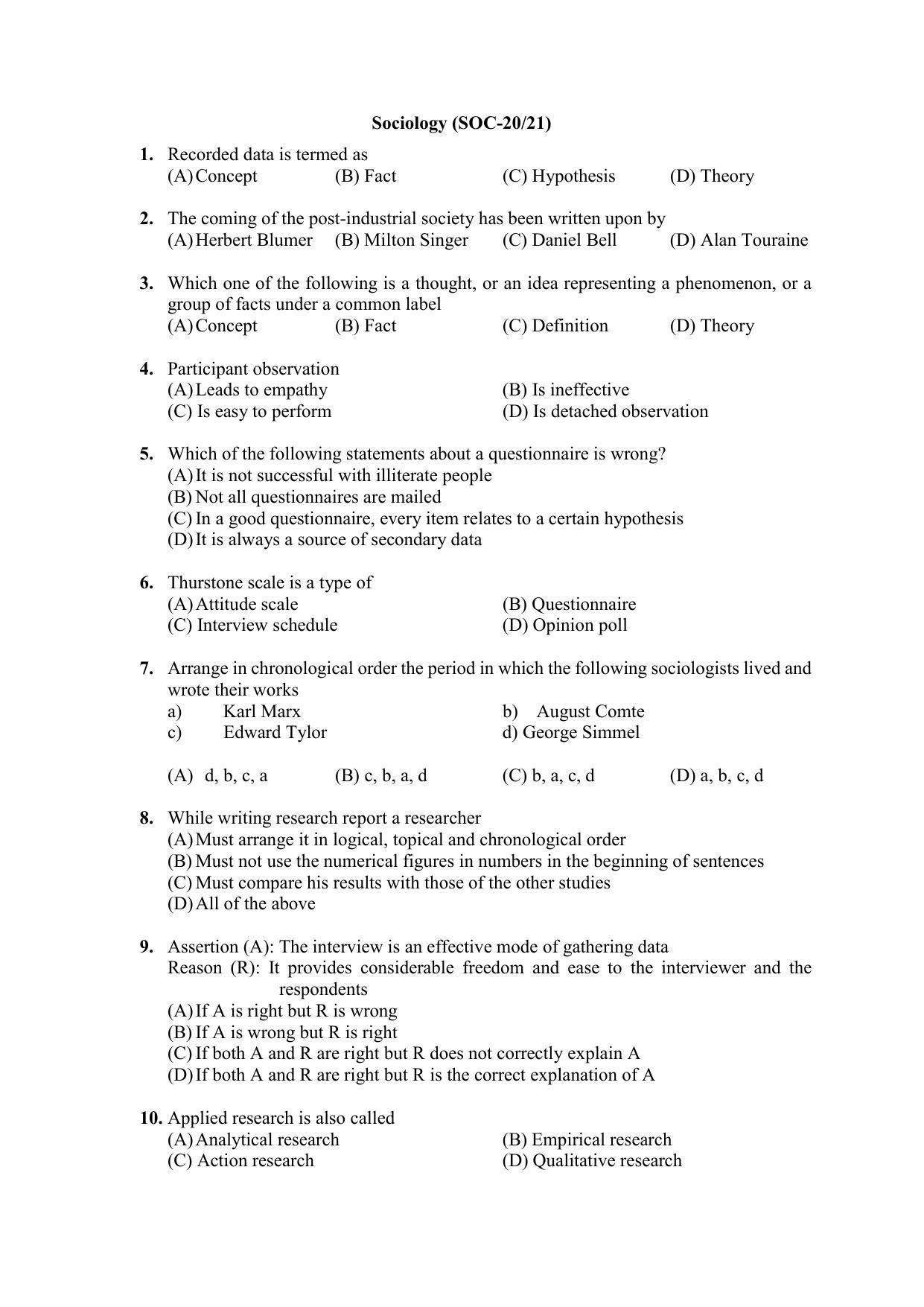 PU MPET Ancient Indian History & Archeology 2020 Question Papers - Page 74