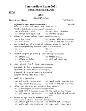 JAC Board Class 12th 2021 COMMERCE SET – 1 ACT BST BMT ETP Model Paper