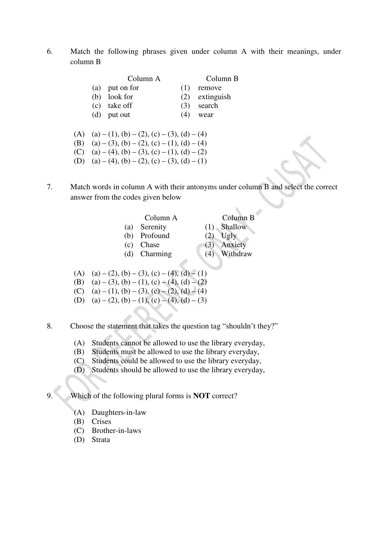 CUSAT CAT 2023 LLM Question Paper - Page 2