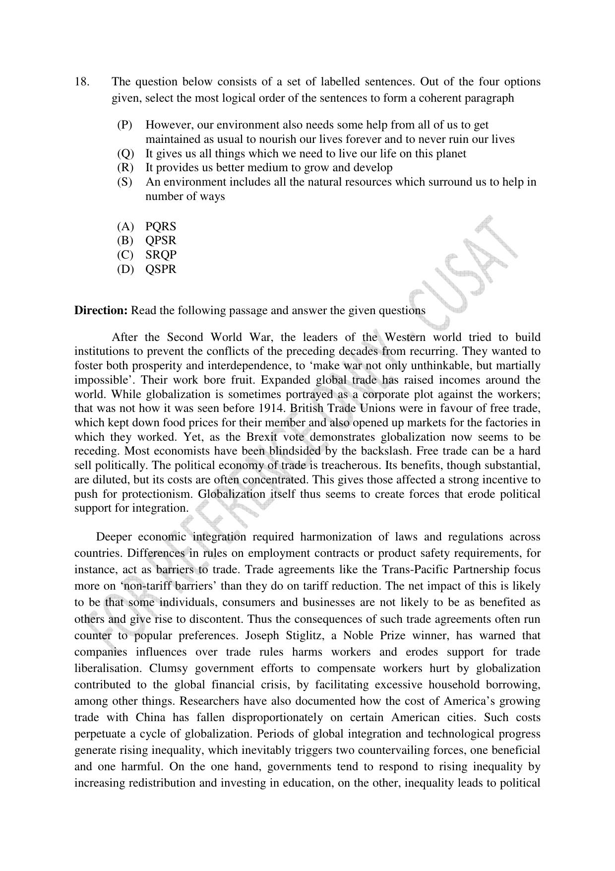 CUSAT CAT 2023 LLM Question Paper - Page 5