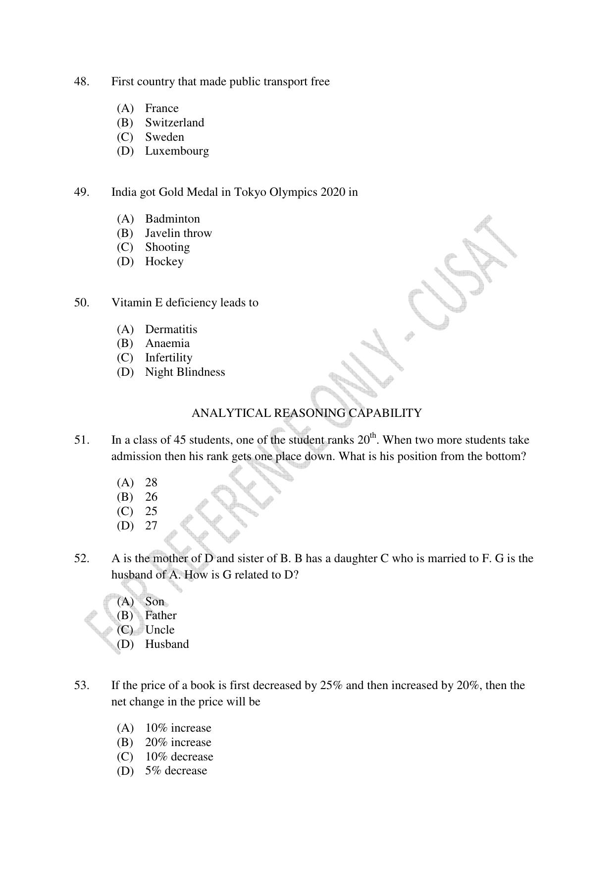 CUSAT CAT 2023 LLM Question Paper - Page 11