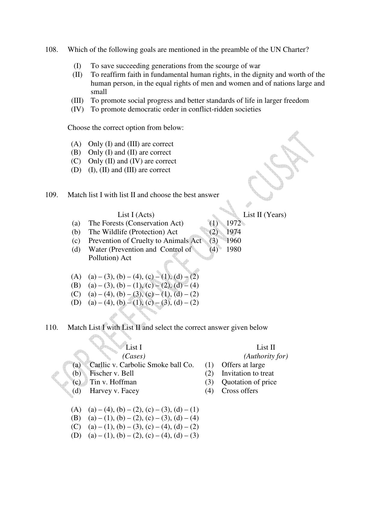 CUSAT CAT 2023 LLM Question Paper - Page 24