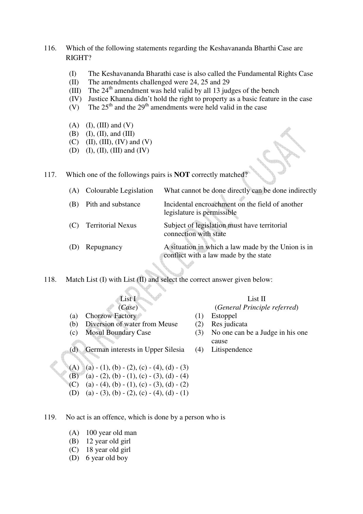 CUSAT CAT 2023 LLM Question Paper - Page 26
