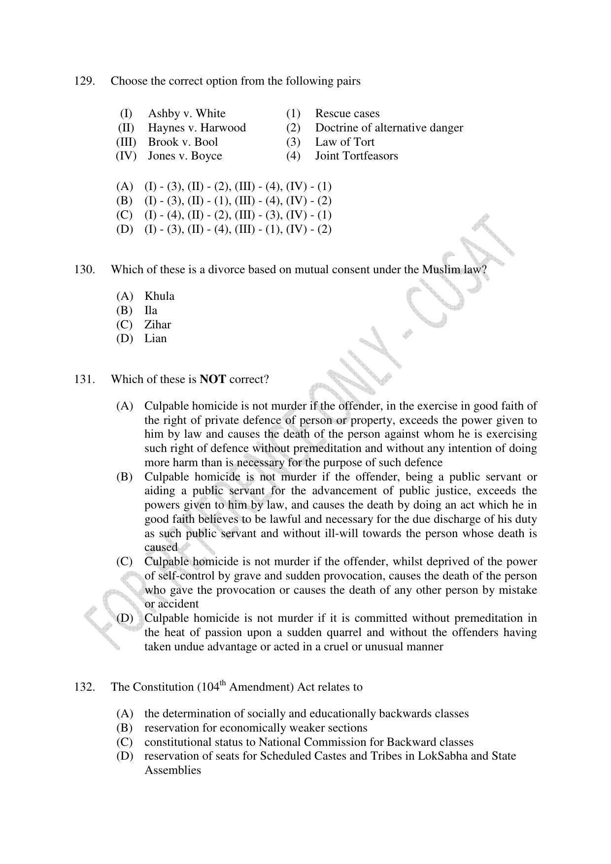 CUSAT CAT 2023 LLM Question Paper - Page 29