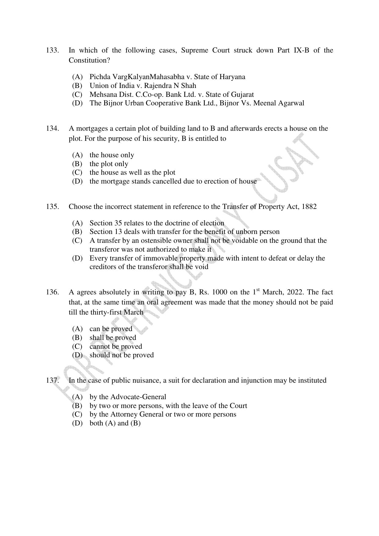 CUSAT CAT 2023 LLM Question Paper - Page 30