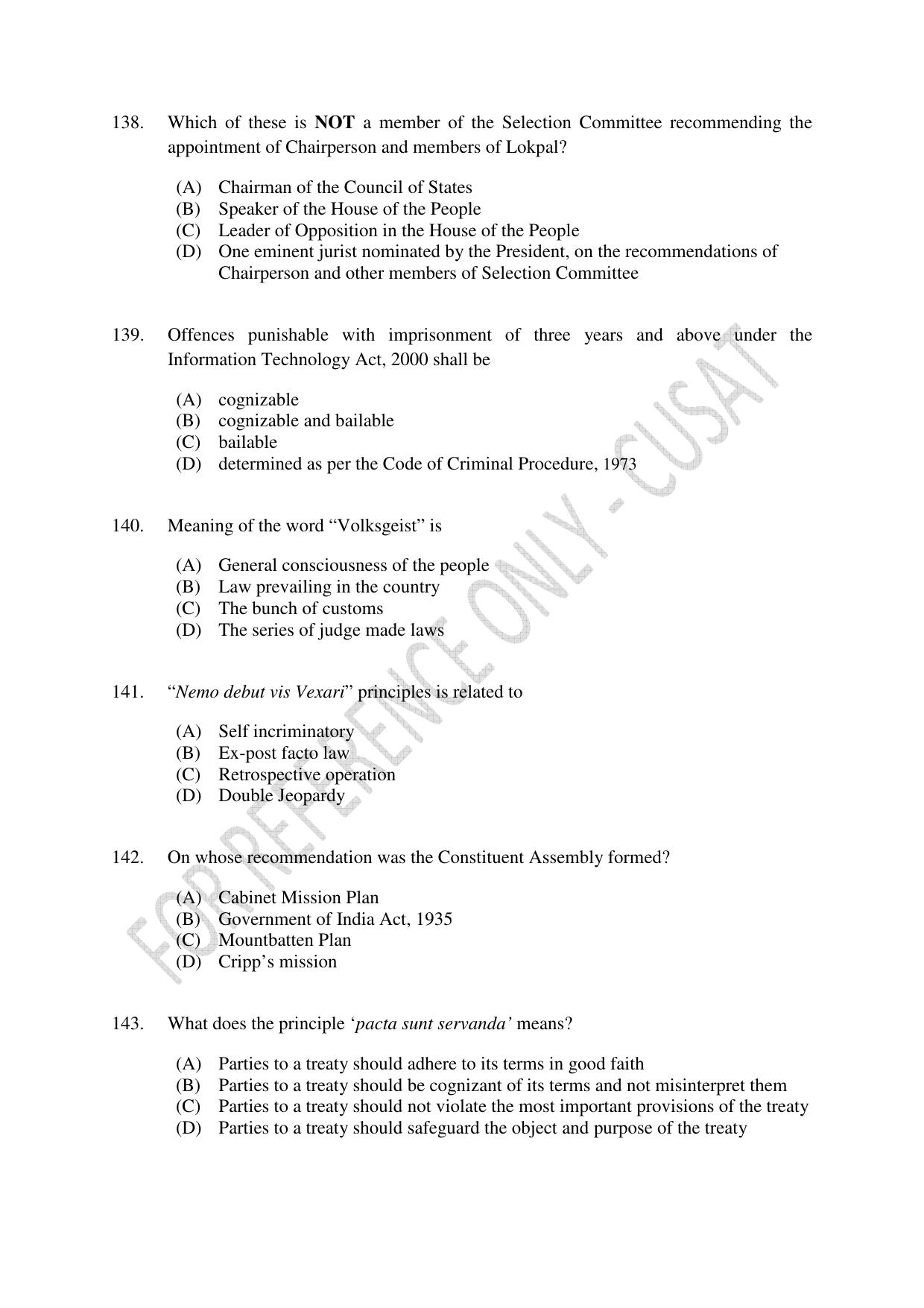 CUSAT CAT 2023 LLM Question Paper - Page 31