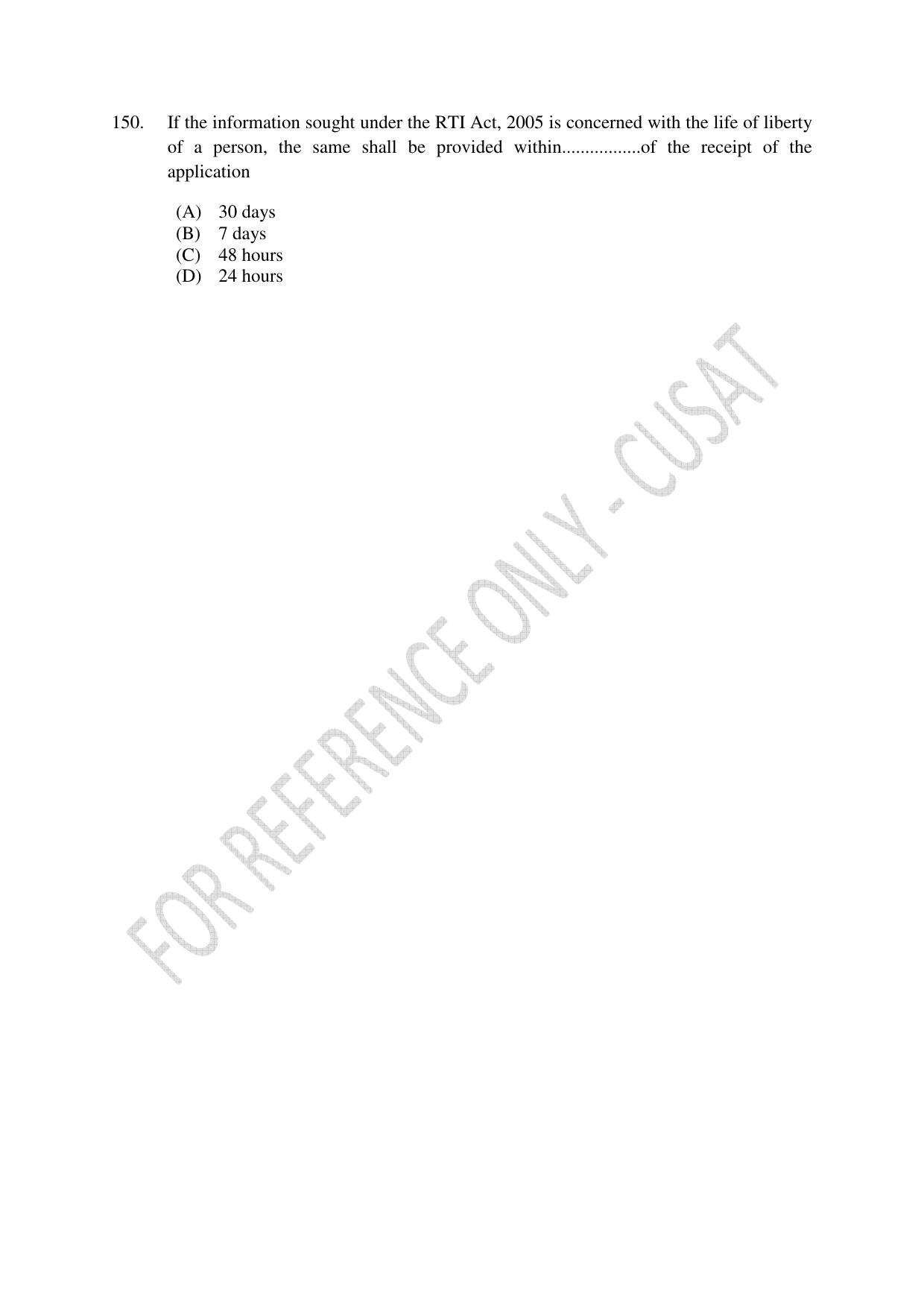 CUSAT CAT 2023 LLM Question Paper - Page 33