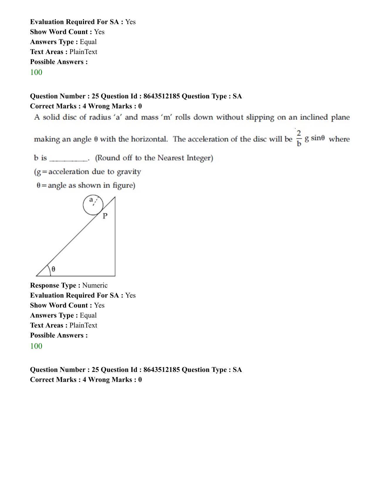 JEE Mains 2021: BTech H (Shift 2) 16-03-2021 Question Paper - Page 25