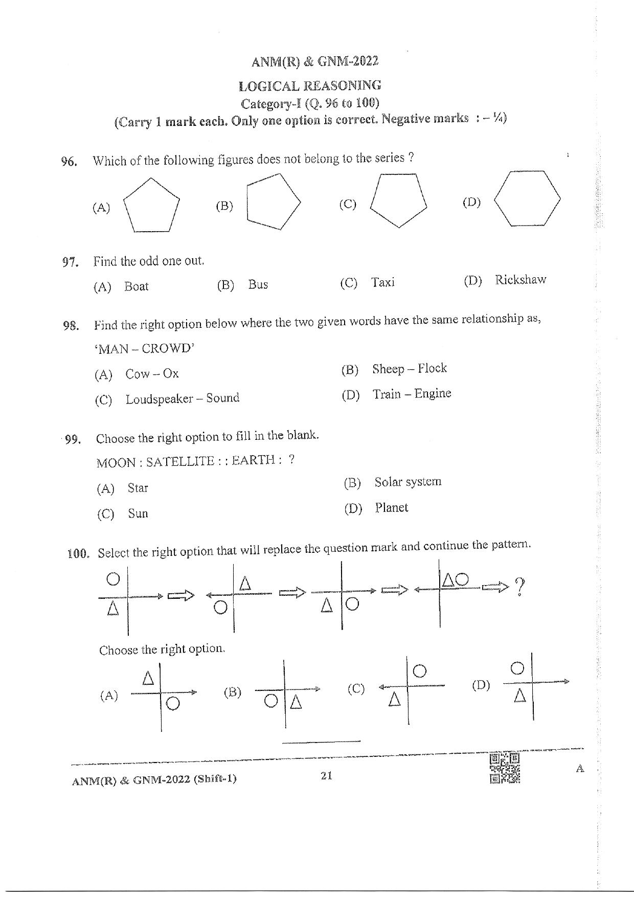 WB ANM GNM 2022 Question Paper - Page 21